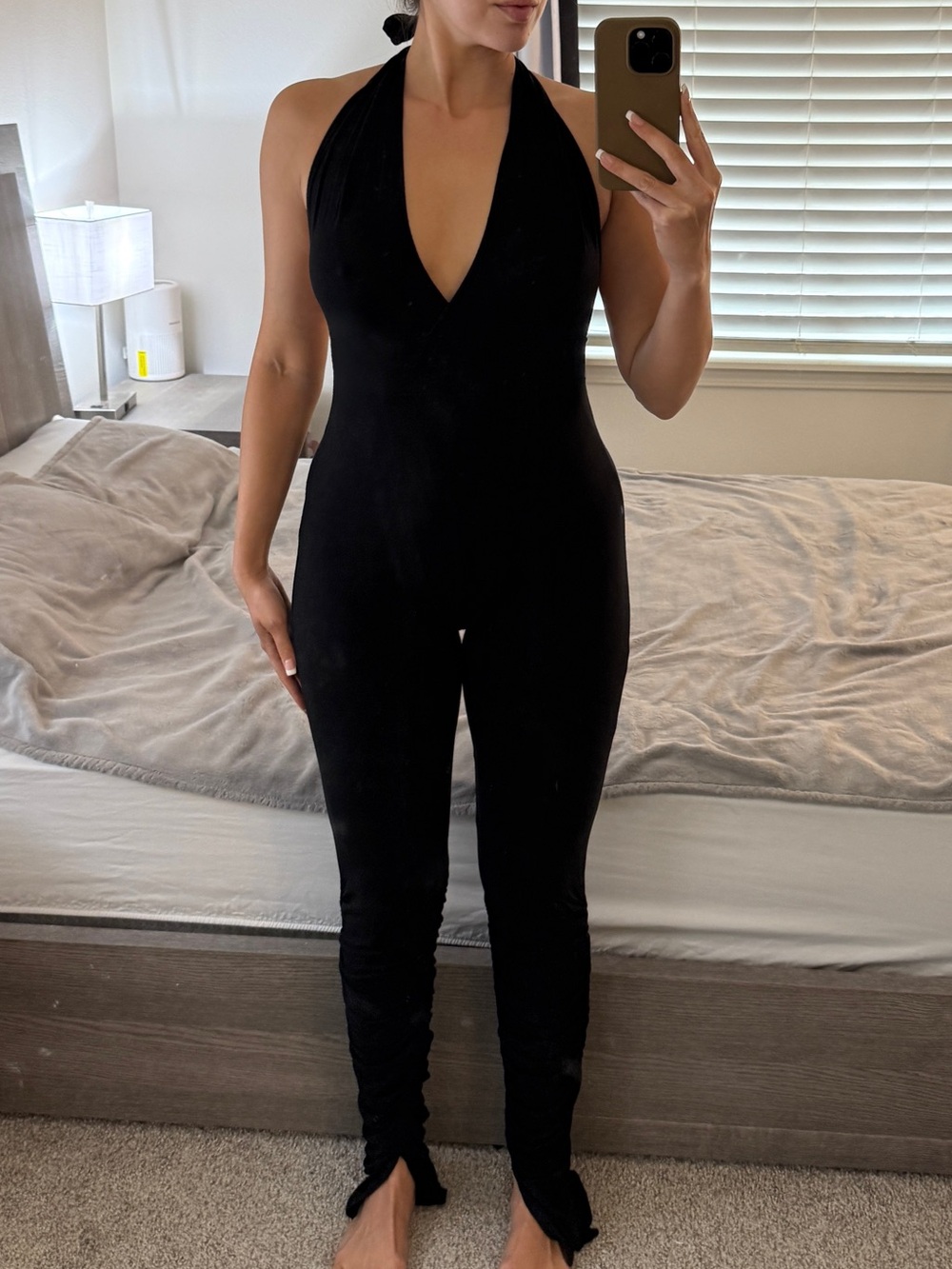 SHEIN Black Halter Backless Jumpsuit - Size M
